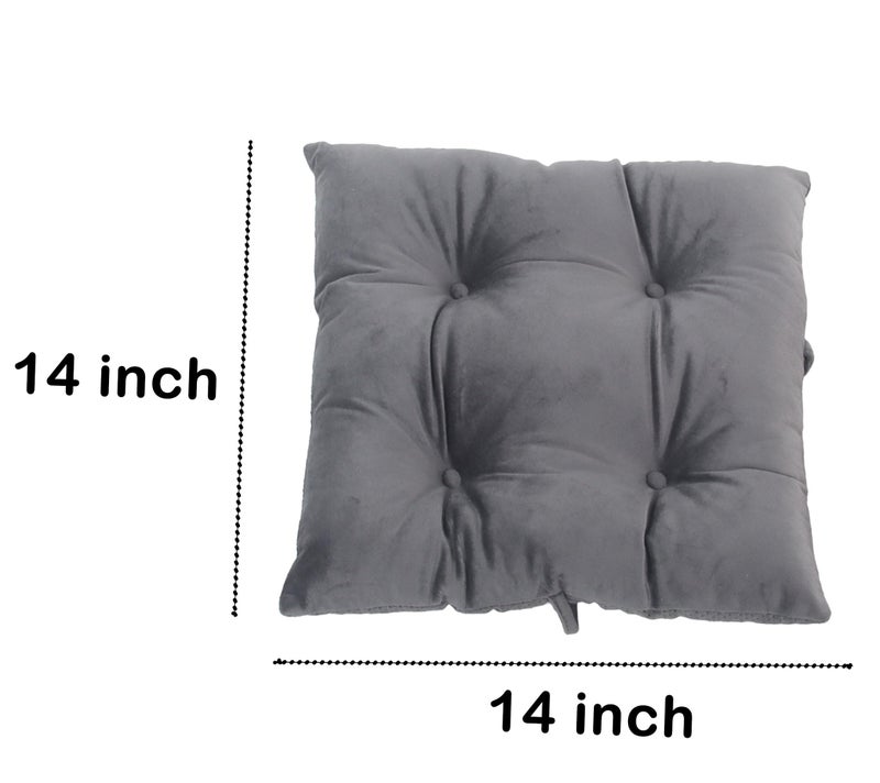 Augld 2 Pack Bar Stool Cushion Small Kids Chair Pad with Ties Square 14â€x14â€x2 Grey - Image 4